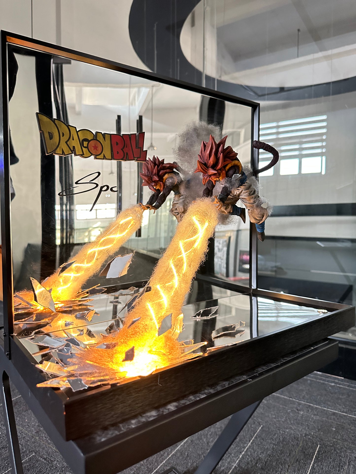 GOKU and Vegeta merging one striking out of the broken mirror dragonball