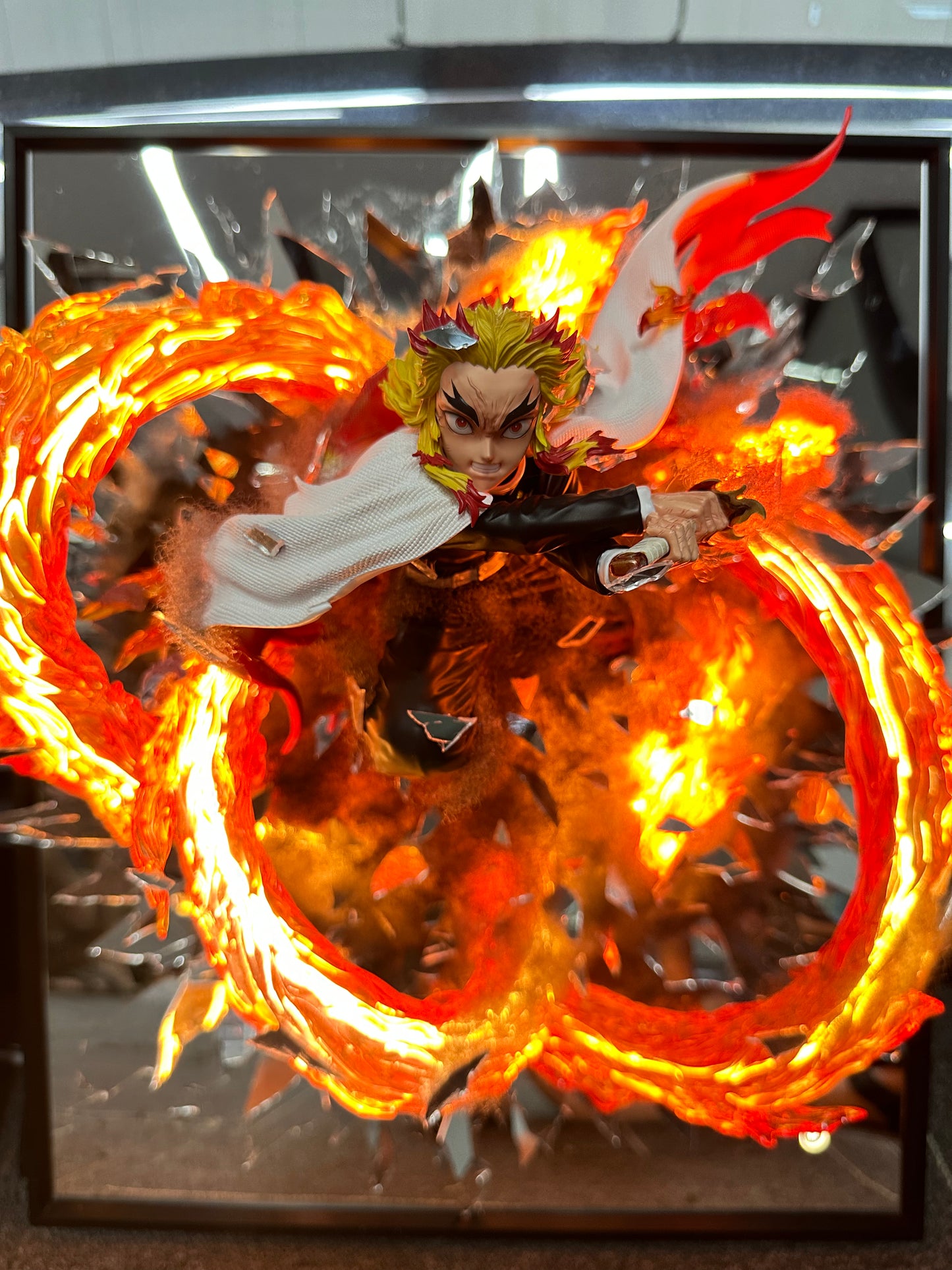 Demon slayer Rengoku Kyoujurou striking from broken mirror 50*60cm