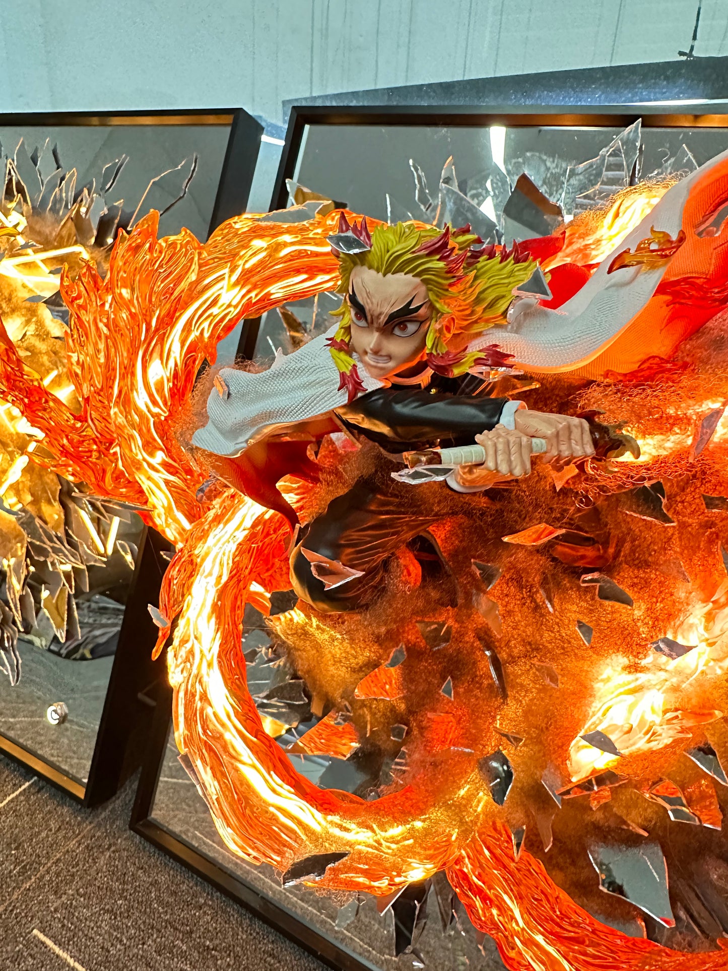 Demon slayer Rengoku Kyoujurou striking from broken mirror 50*60cm